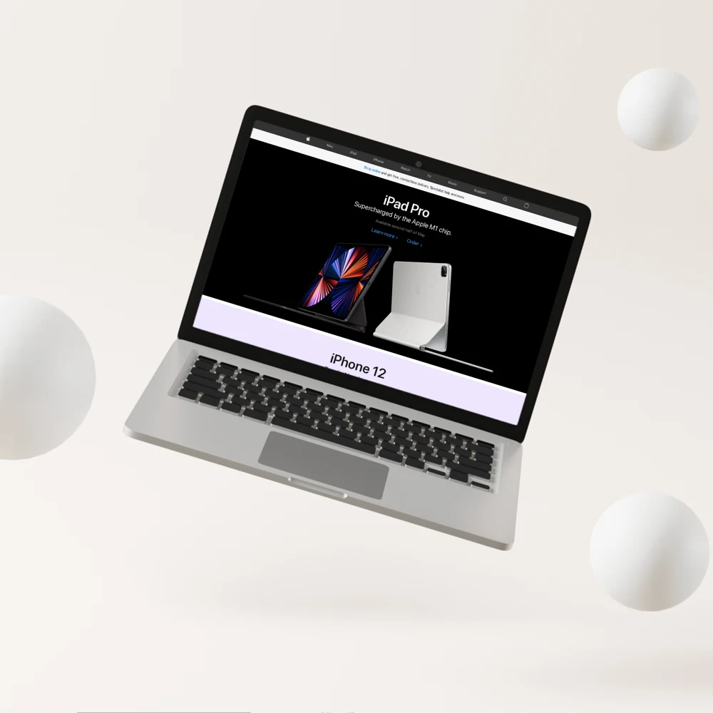 Put your website on a laptop screen. screenshot example