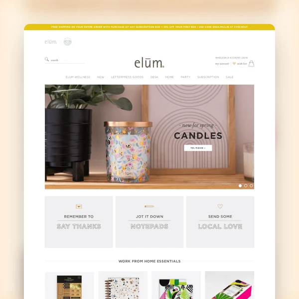 Candle shop website in a tall browser frame